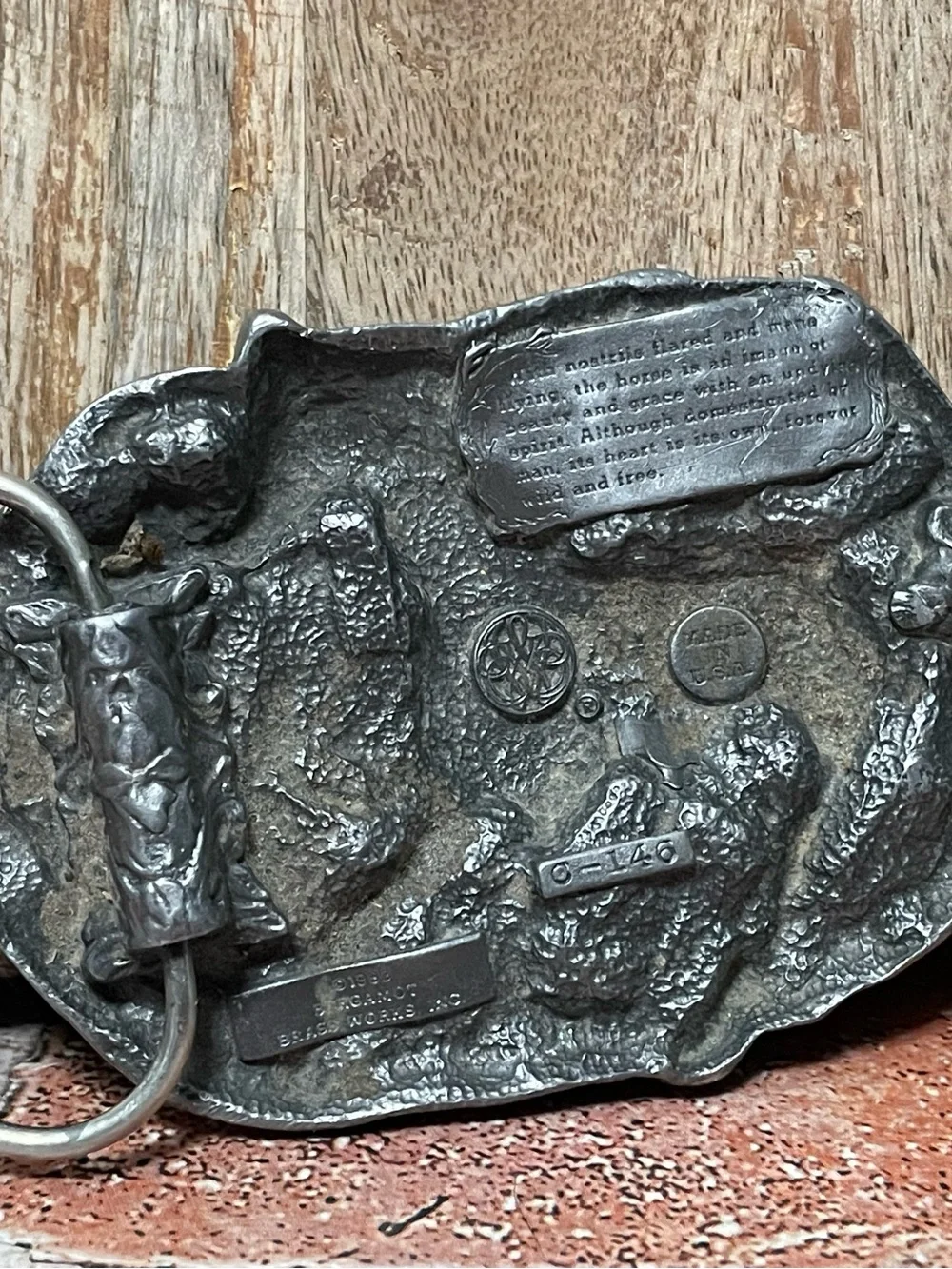 Bergamot Brass Works Belt Buckle Wild Horses C-146 1983